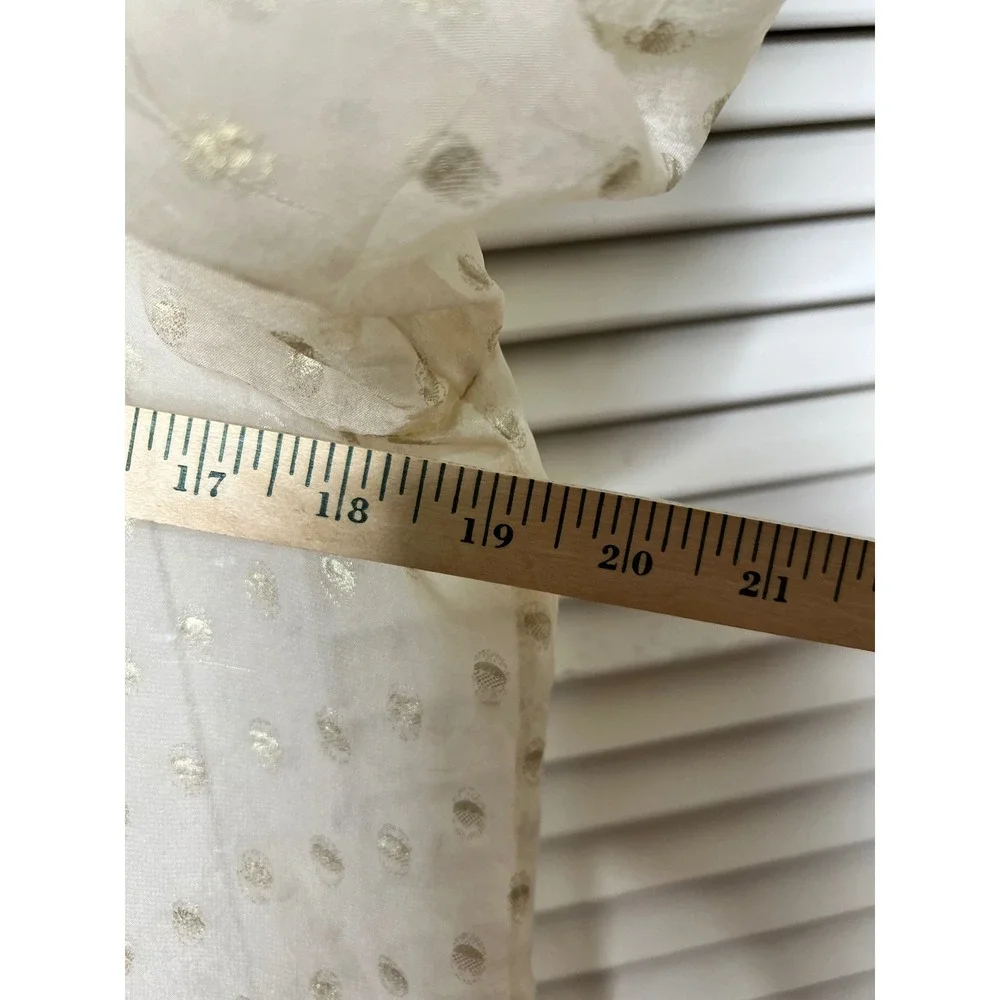 Vintage Sheer Ivory Gold Clip Dot Blouse Peter Pan Collar Size L